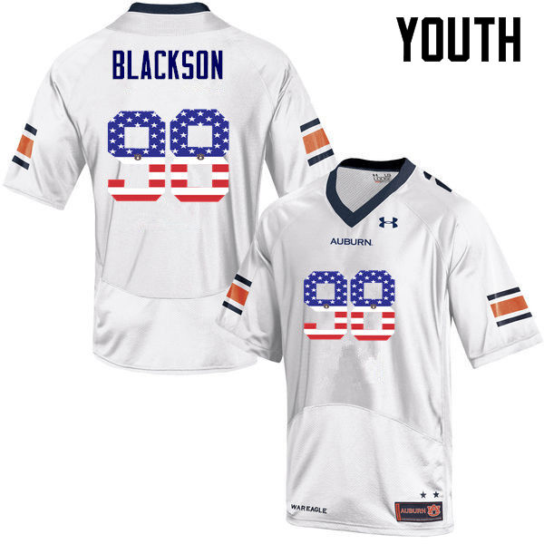 Youth #98 Angelo Blackson Auburn Tigers USA Flag Fashion College Football Jerseys-White - Click Image to Close